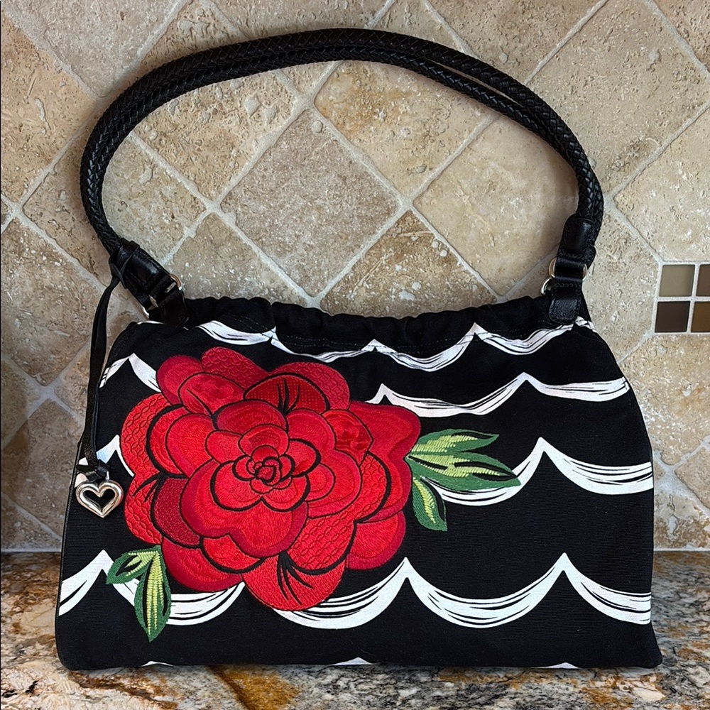 Brighton Black and Red Floral Bag - Picture 11 of 13